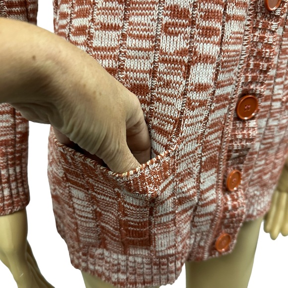 Vintage 70s Woolco Stroller Space Dye Cardigan Sweater with Pockets Womens S - Picture 4 of 7